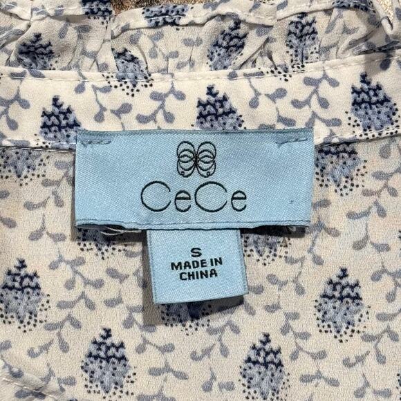 CeCe Top Boho Cottage Grandma Coquette Fairy Milkmaid Prairie Button Blue Small - Picture 3 of 6